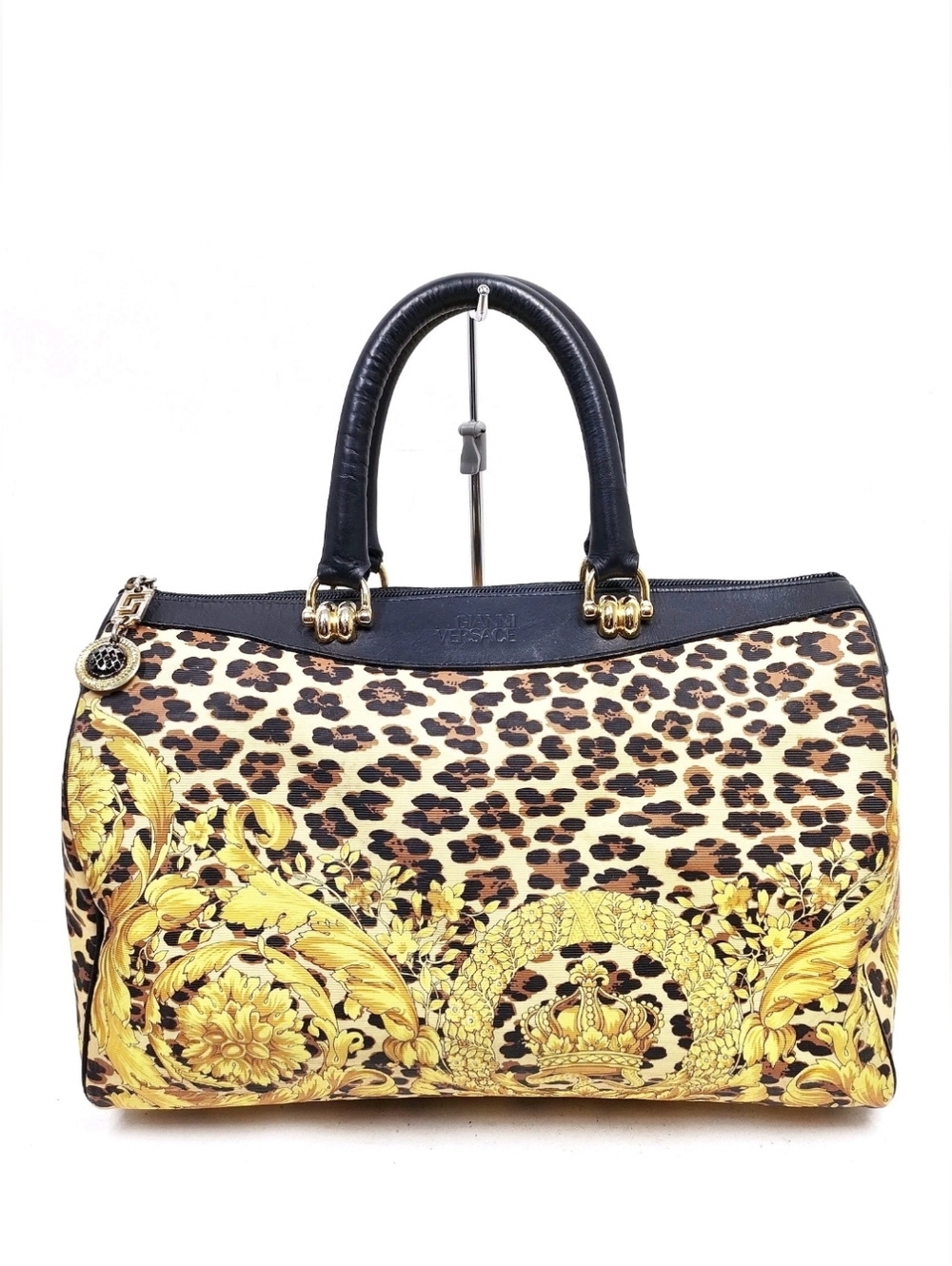 VERSACE LEOPARD AND BAROQUE BOSTON BAG